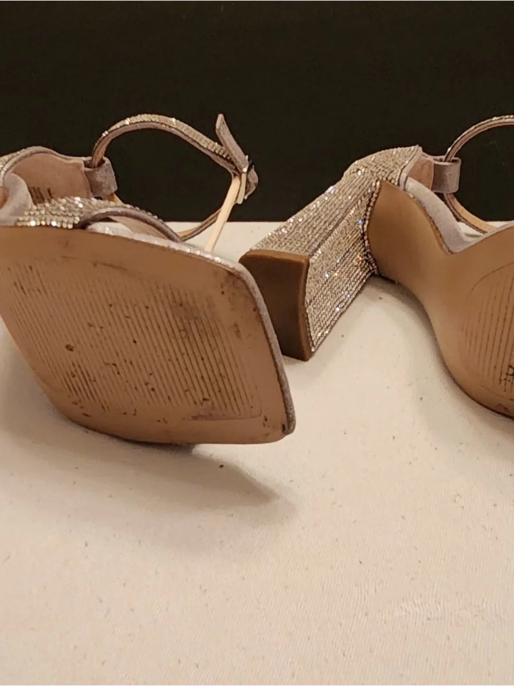 Steve Madden Silver Crystal Block Heel Sandals
